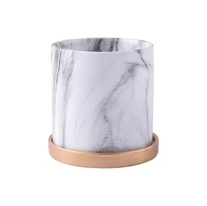 Luxe Ceramic Grey Marble Planter