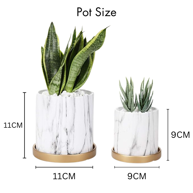 Luxe Ceramic Grey Marble Planter