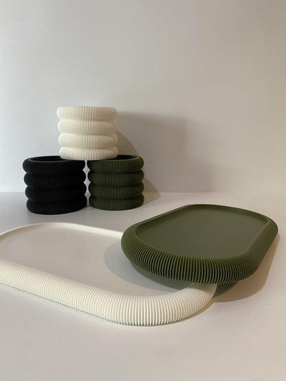 LuxAura Ribbed Planter & Tray Set