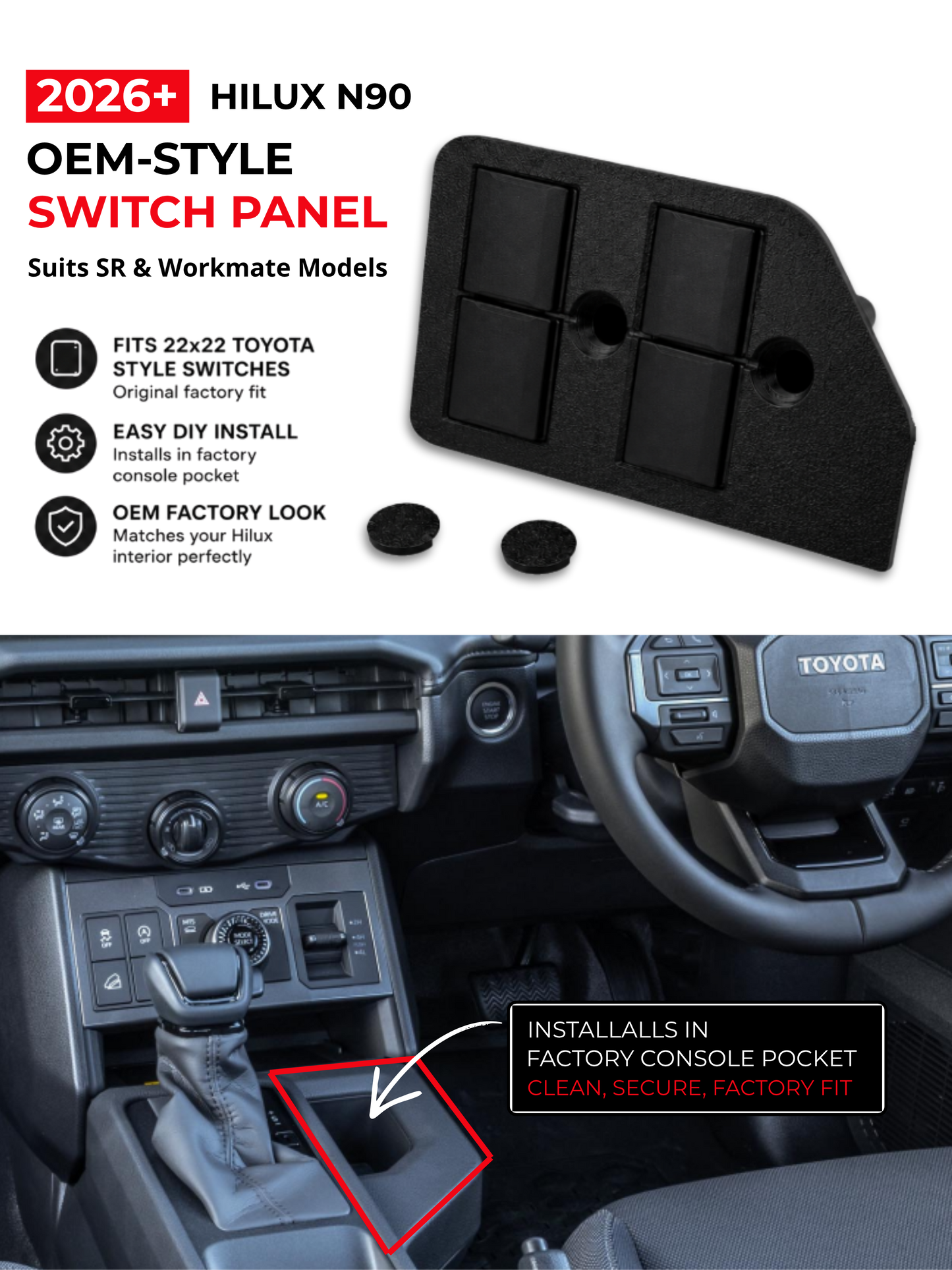 Toyota Hilux N90 2026+ Switch Panel | Workmate & SR Models